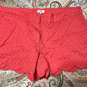 Crown & Ivy size 14  mango color, scalloped shorts.